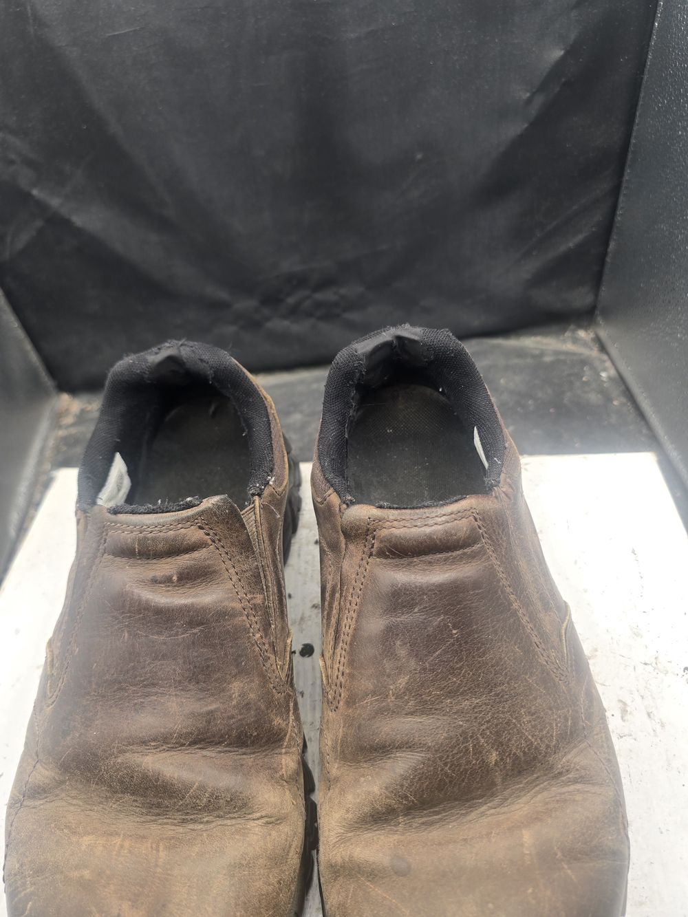 Men's Slip-On Leather Work Shoes - Brown